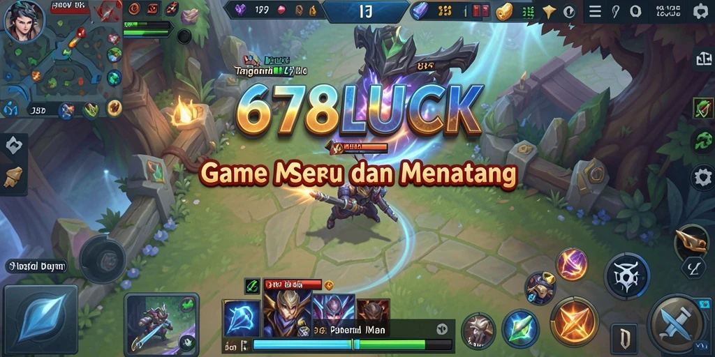 Screenshot utama 678LUCK menampilkan aksi seru dalam pertarungan MOBA.