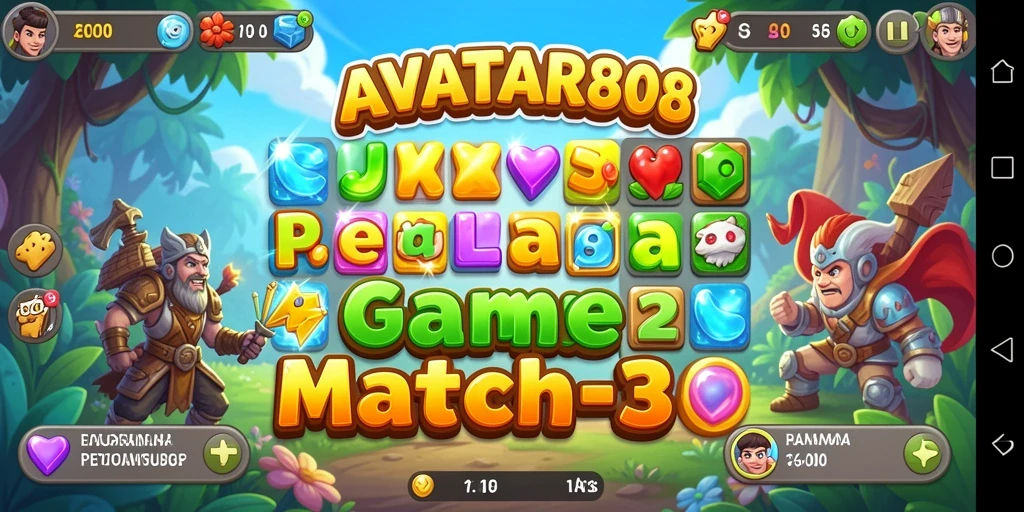 Tampilan menarik dari gameplay seru dalam AVATAR808 Match-3.