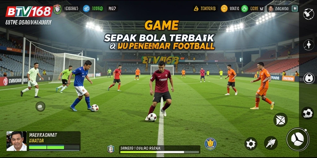 Tampilan gameplay BTV168 dengan aksi sepak bola yang mendebarkan.