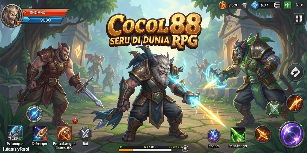 Menampilkan momen epik dalam pertarungan RPG.