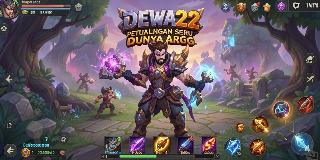 Tangkapan layar DEWA22 memperlihatkan pertarungan seru dalam dunia fantasi.