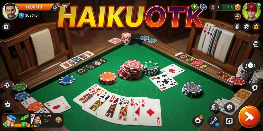 Tampilan gameplay seru HAIKUOTK dengan berbagai pilihan kartu Gaple.