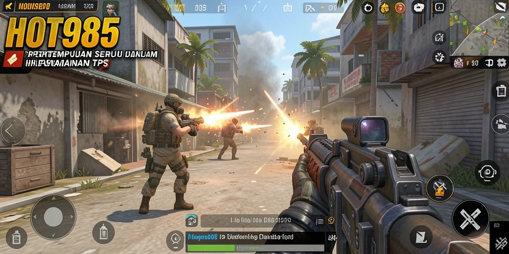 Tampilan gameplay seru di HOT985 dengan aksi tembak-menembak intens.
