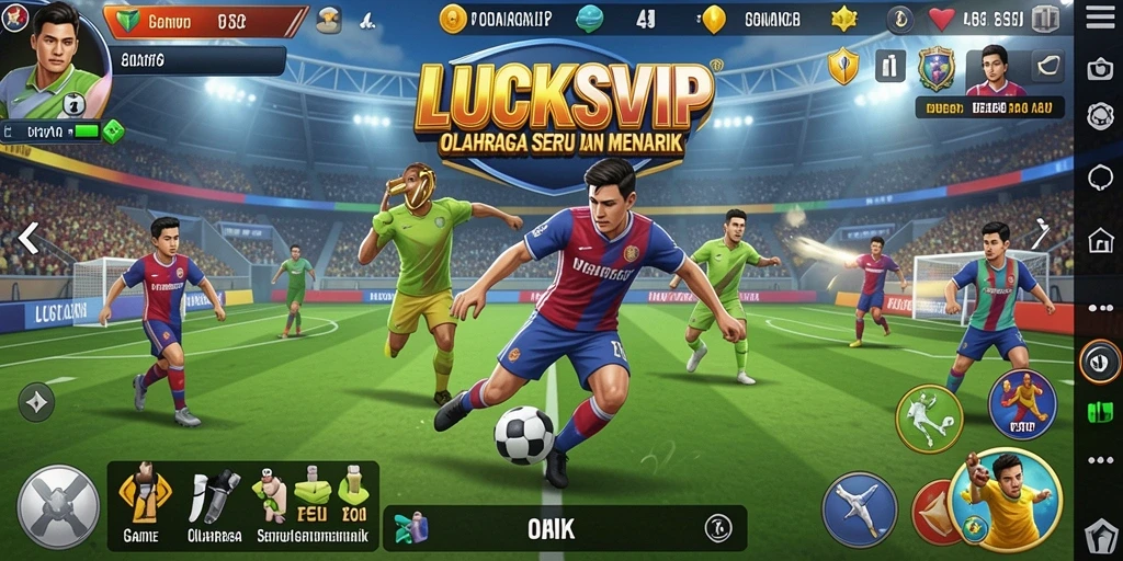 Tangkapan layar gameplay LUCKSVIP menampilkan aksi seru di lapangan.