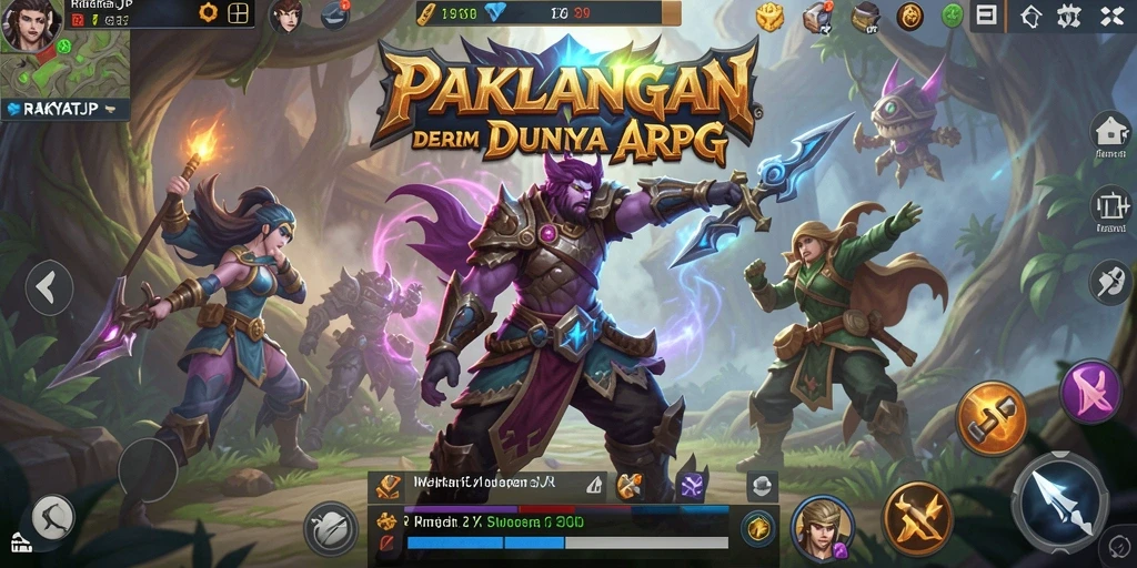 Screenshot RAKYATJP menunjukkan aksi pertempuran yang mendebarkan dalam dunia fantastis.