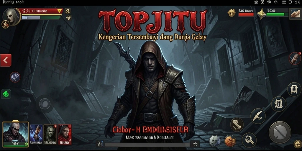 Tampilan gameplay menakutkan dari TOPJITU yang penuh dengan elemen horor.