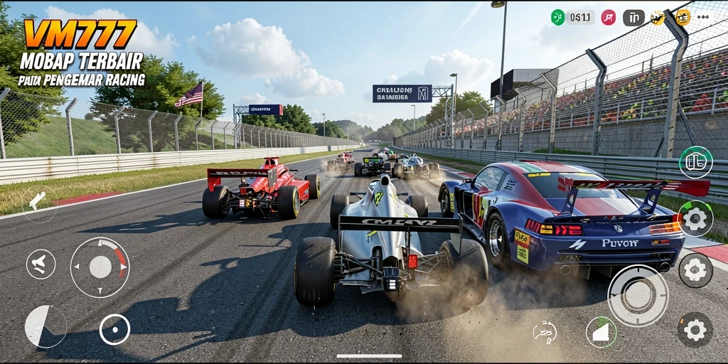 Screenshot gameplay VM777 menampilkan balapan menegangkan.