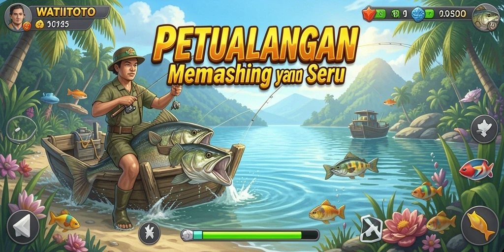 Screenshot gameplay WATITOTO menampilkan pengalaman memancing yang menyenangkan.