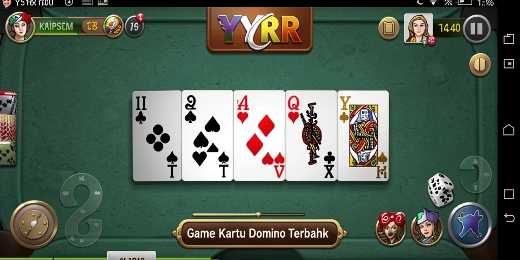 Tampilan gameplay menarik dari YYRR yang menunjukkan strategi permainan Domino.